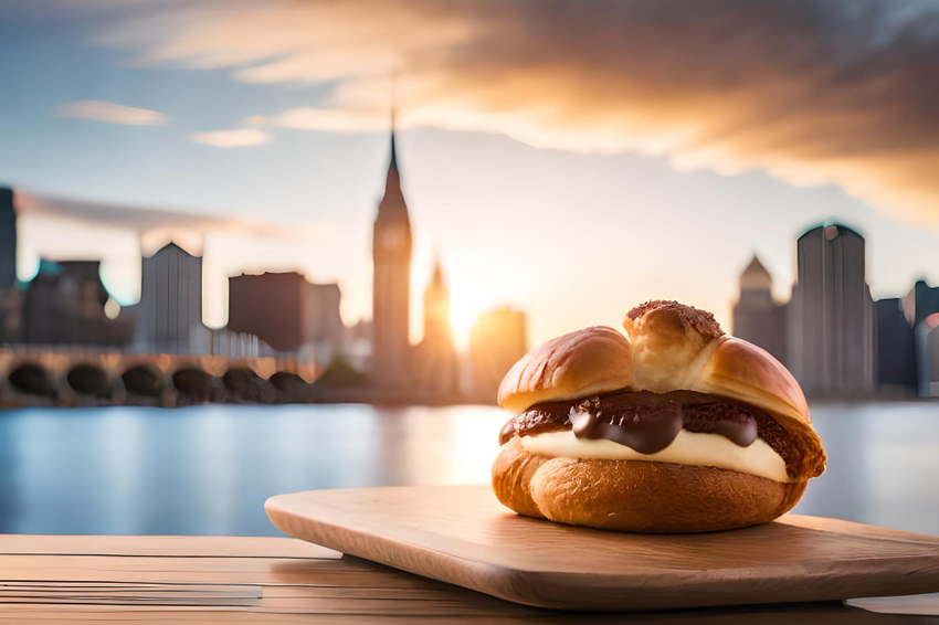 המבורגר על רקע ניו יורק